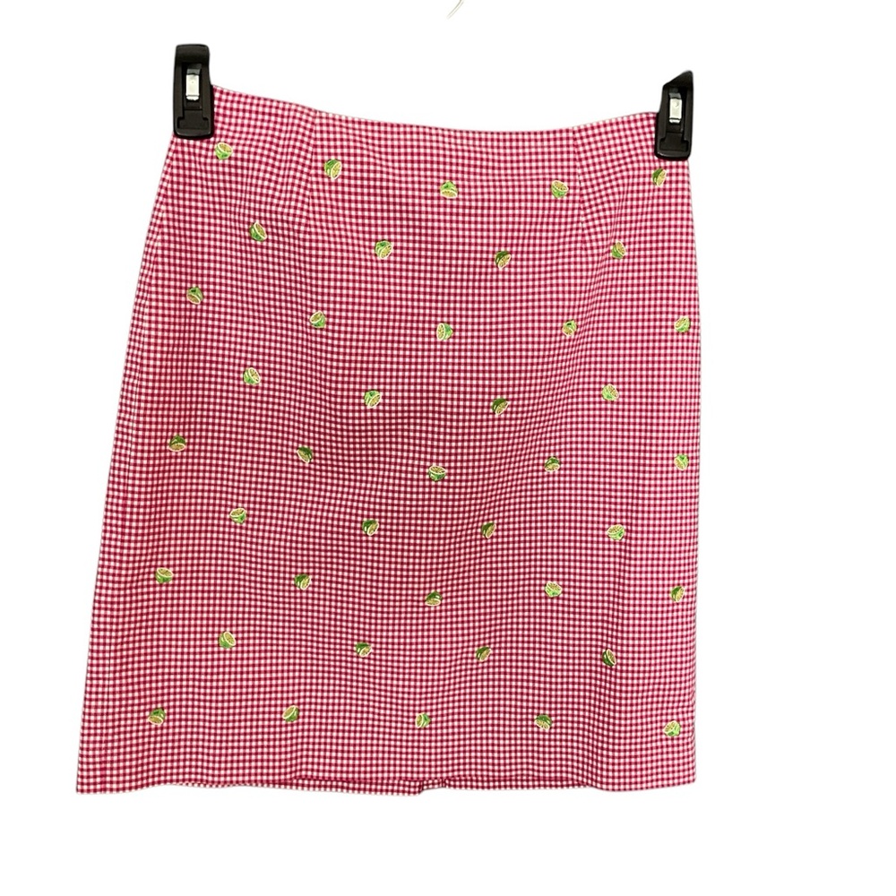TALBOTS PINK AND WHITE GINGHAM CHECK  SKIRT SIZE 4 PETITE